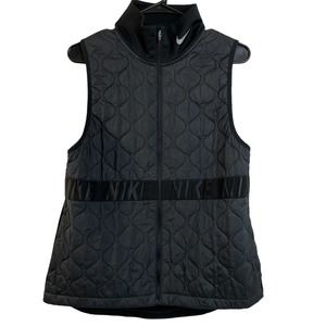 Nike Aerolayer Running Vest Women's Medium Black Puffer Full Zip Athletic Logo